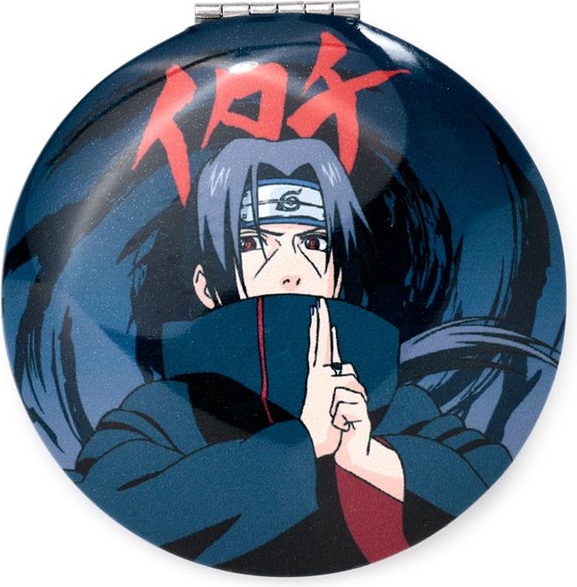 Goedkoopste Spiegeltje Make-Up Compact Klep - Naruto Ninja Manga - Sasuke Uchiha - 6.5x6.5x1cm