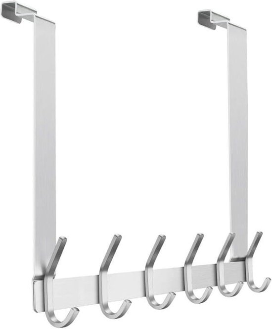 Intrekbare Deurhaak Deurhaak Met 6 Intrekbare Haken - Over De Deur Kapstok, Voor Radiator, Breed, Roestvrij Staal, Hittebestendig 180°C Deurhaak Kapstok