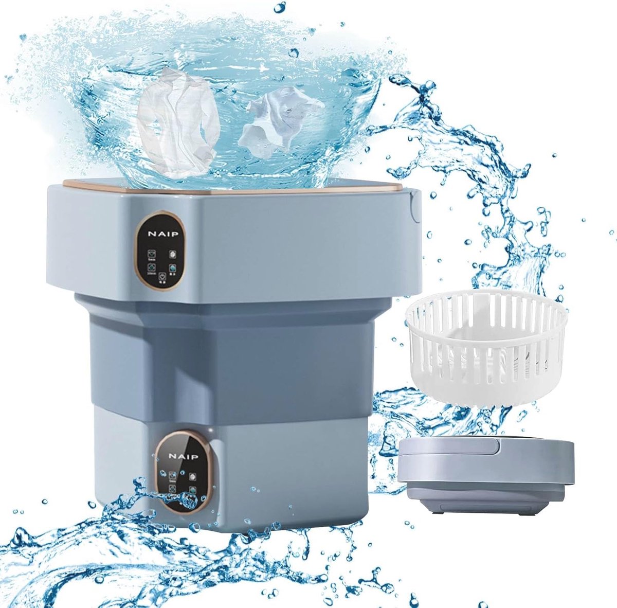Draagbare mini-wasmachine met centrifuge - 12L opvouwbaar en ultrasoon voor ondergoed, sokken en kleine voorwerpen - ideaal voor camping en reizen