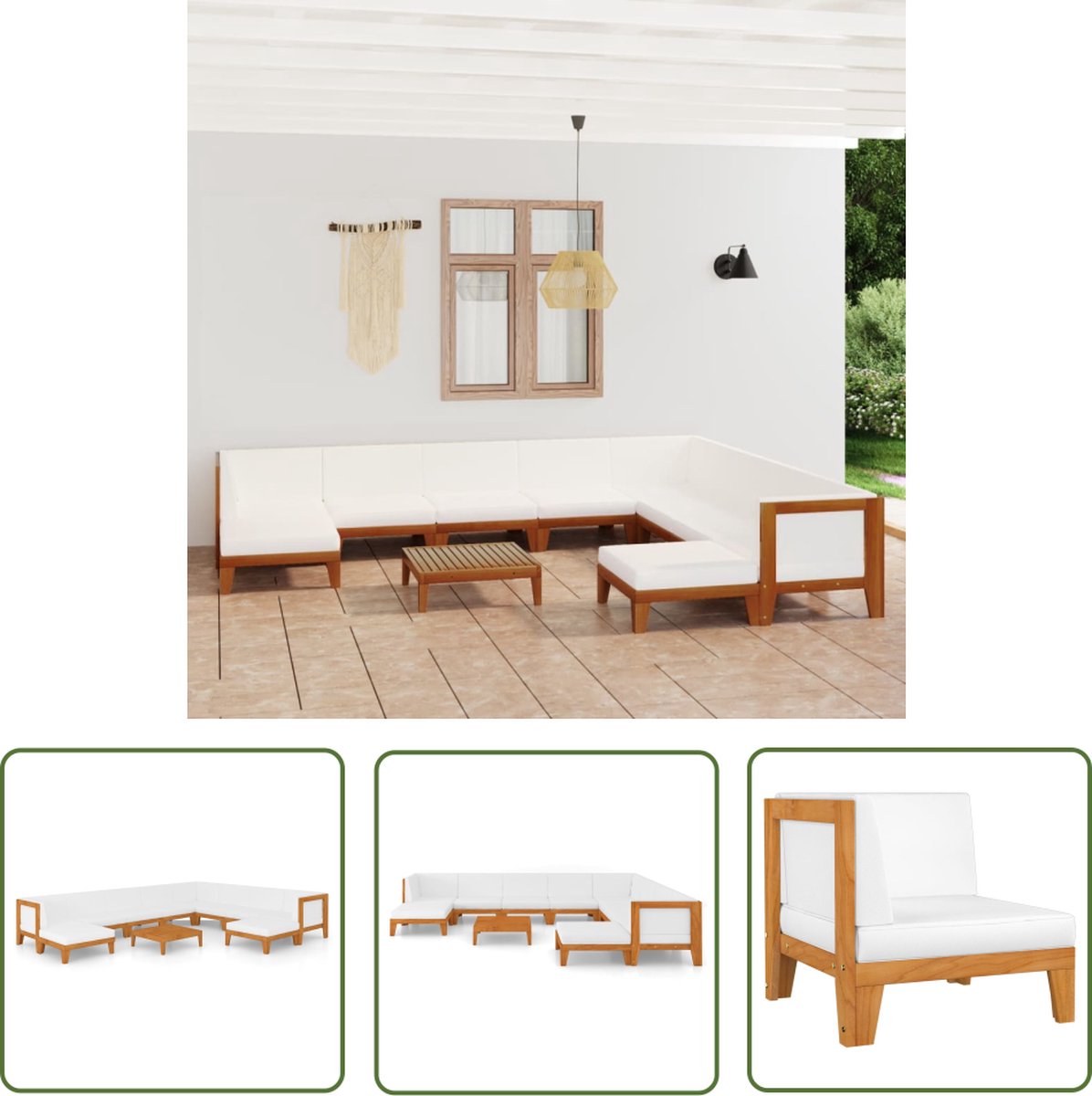 Tuinstoel van massief acaciahout met kussens - Buitendecor loungeset.