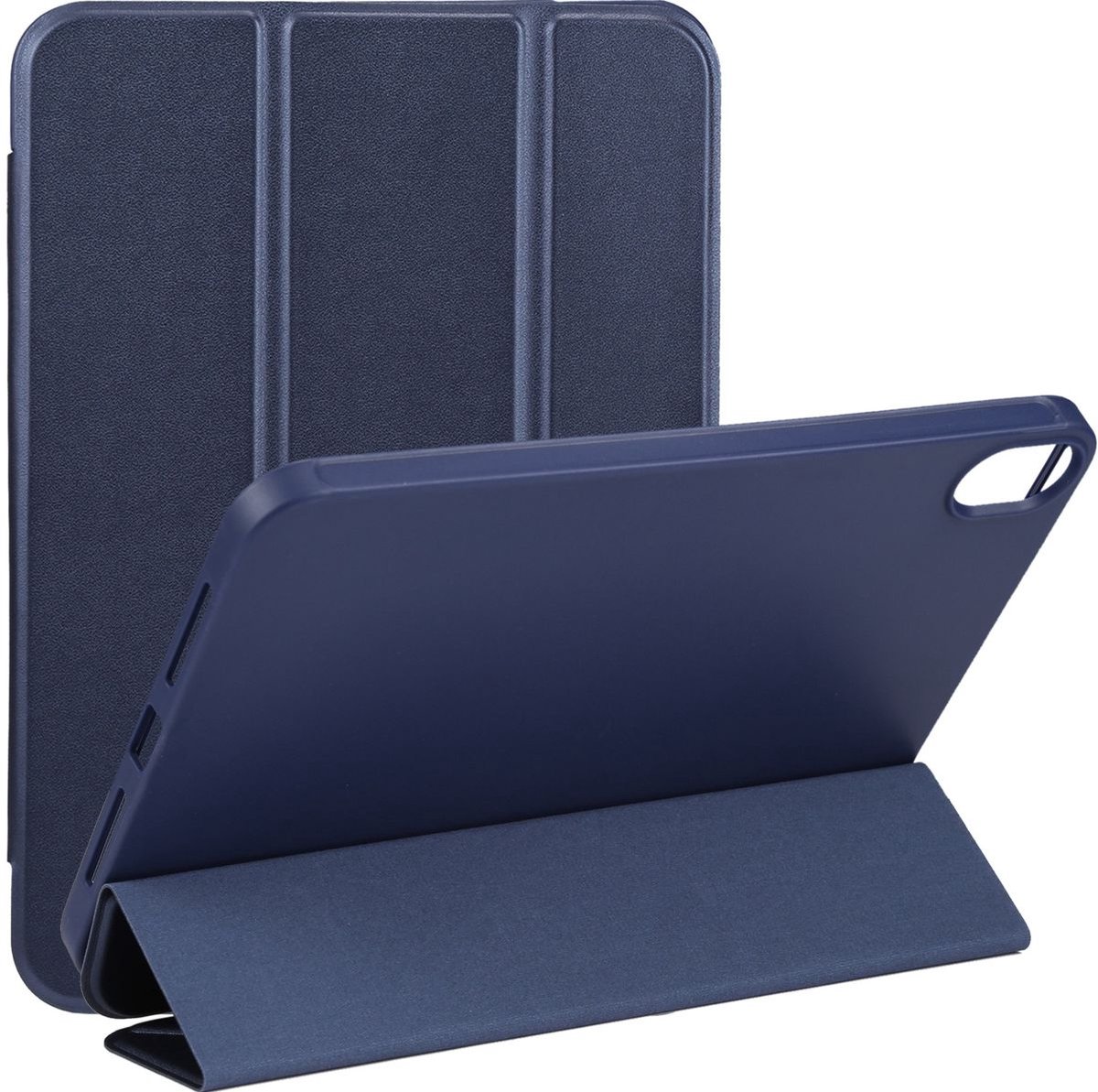 Mobigear Tablethoes geschikt voor Apple iPad Mini 7 (2024) Hoes | Mobigear Tri-Fold Gel Bookcase - Donkerblauw