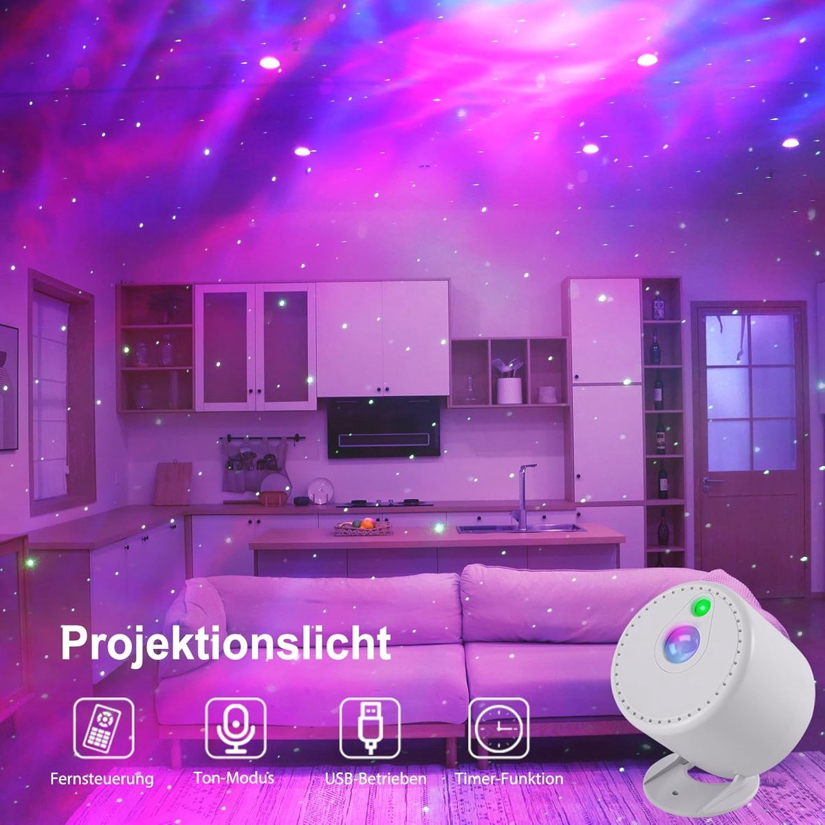 Sterrenprojector en LED Ocean Wave Projector met Afstandsbediening - Dimbaar Nachtlicht voor Kinderen en Volwassenen – foto 7