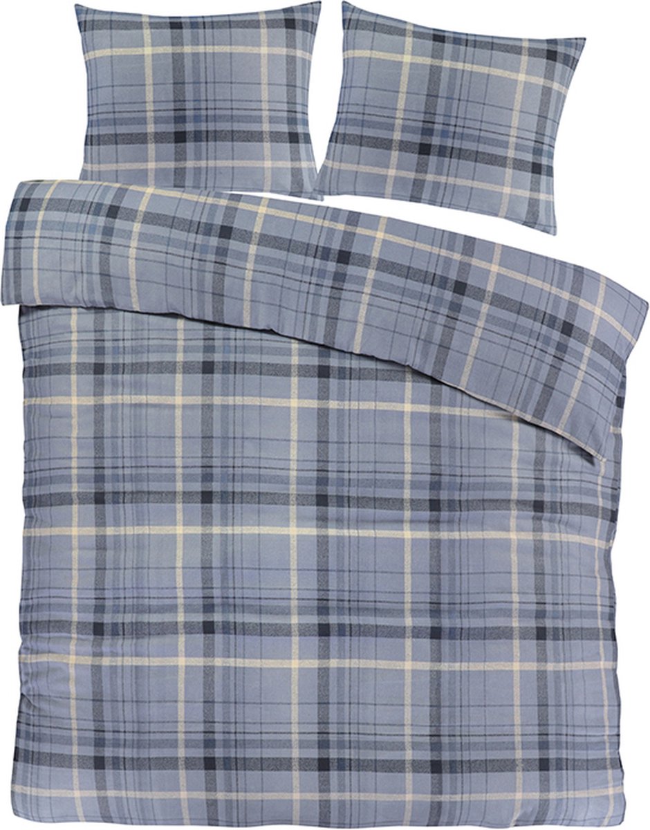 Flanel Dekbedovertrek Otztal Blauw-2-persoons (200 x 200/220 cm)