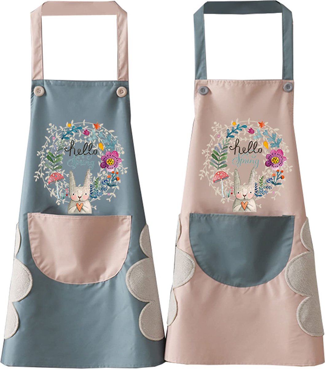 La'Moussawi ® Charmant en Praktisch Schort voor Keuken en Grill met Leuk Konijnenontwerp, Water- en Vuilafstotend