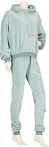 Huispak dames - Blauw - Maat S/M - huispak dames volwassenen fleece - joggingpak dames - huispak dames volwassenen