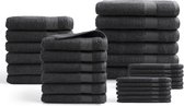DoubleDry Hotel Handdoeken 30-delig Set - 100% Katoen 500 g/m2 - Zacht & Absorberend - Antraciet
