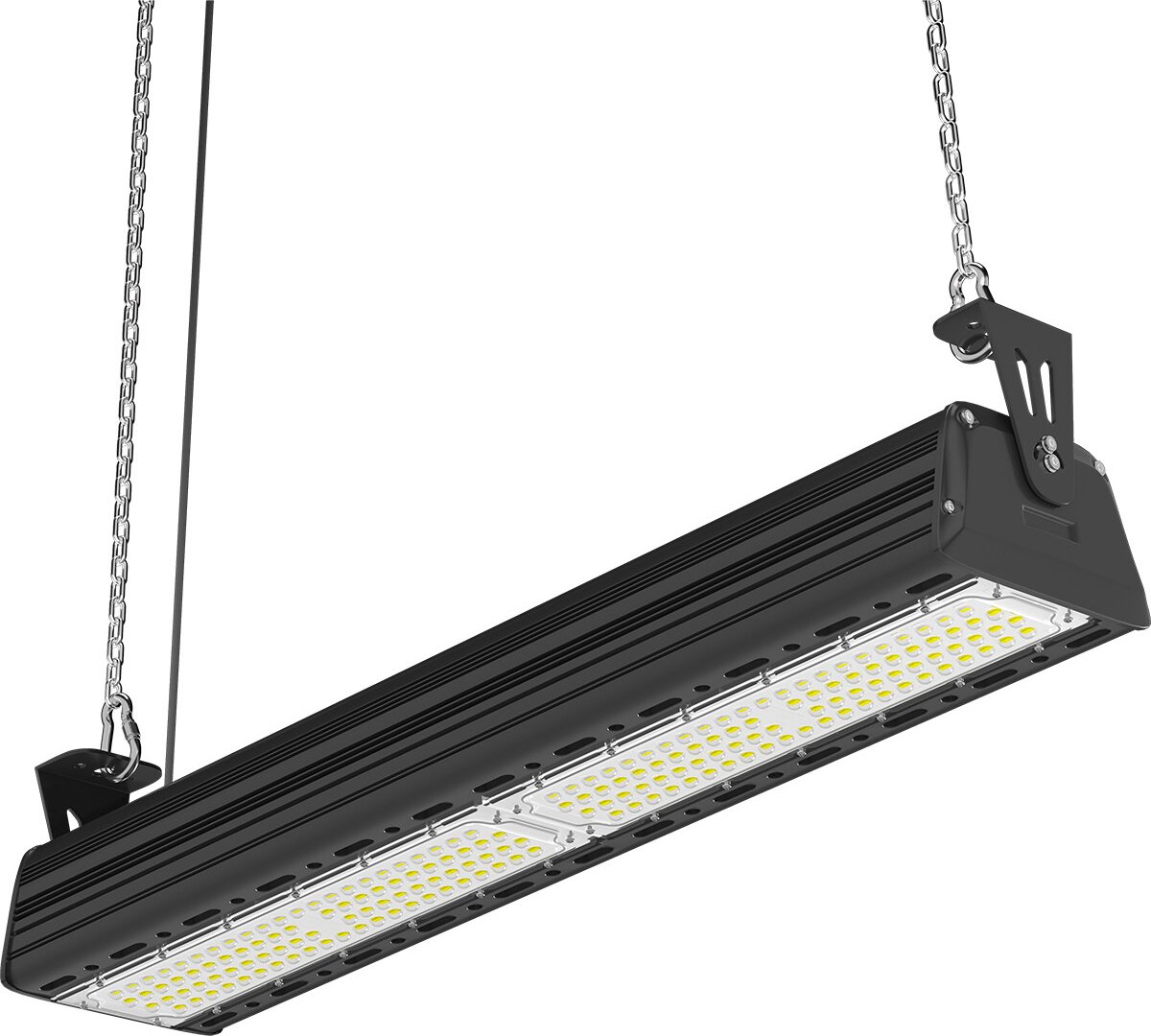 Qualu LED High Bay Lineair - Rimo Lin - 100W - 150LM/W - 860 6000K - Dimbaar 0-10V - IP65 - Sosen Driver - Sanan LEDs Zwart