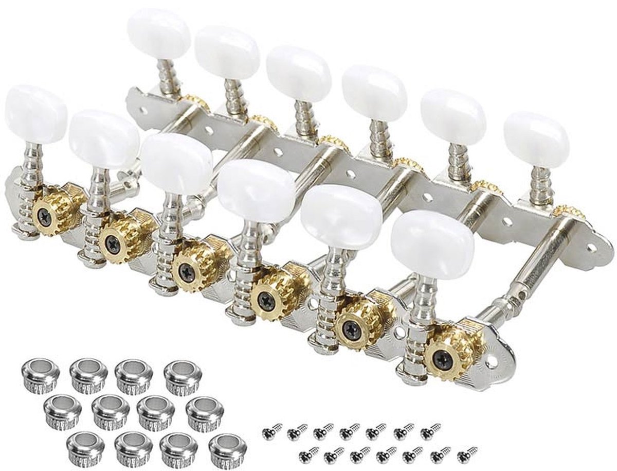 Boston 047-116 machine heads for 12-string guitar, metal shaft, 116,6mm, plastic buttons