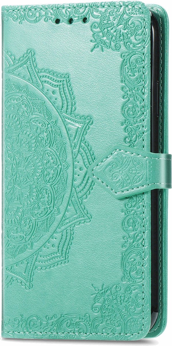 Mobigear Telefoonhoesje geschikt voor Samsung Galaxy A16 Hoesje | Mobigear Mandala Bookcase Portemonnee | Pasjeshouder voor 3 Pasjes | Telefoonhoesje voor Pinpas / OV Kaart / Rijbewijs - Groen