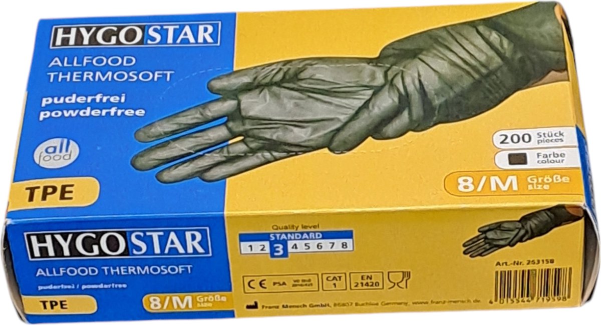 Goedkoopste Hygostar TPE wegwerp handschoen zwart - maat M - 200 stuks - latexvrij