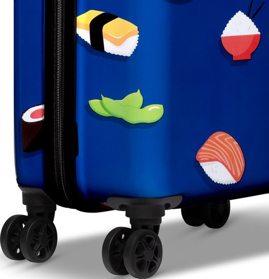 BHPPY Handbagage koffer 53x35x20cm - Handbagage trolley 33L - Veilig Cijferslot - Roll'ing Sushi