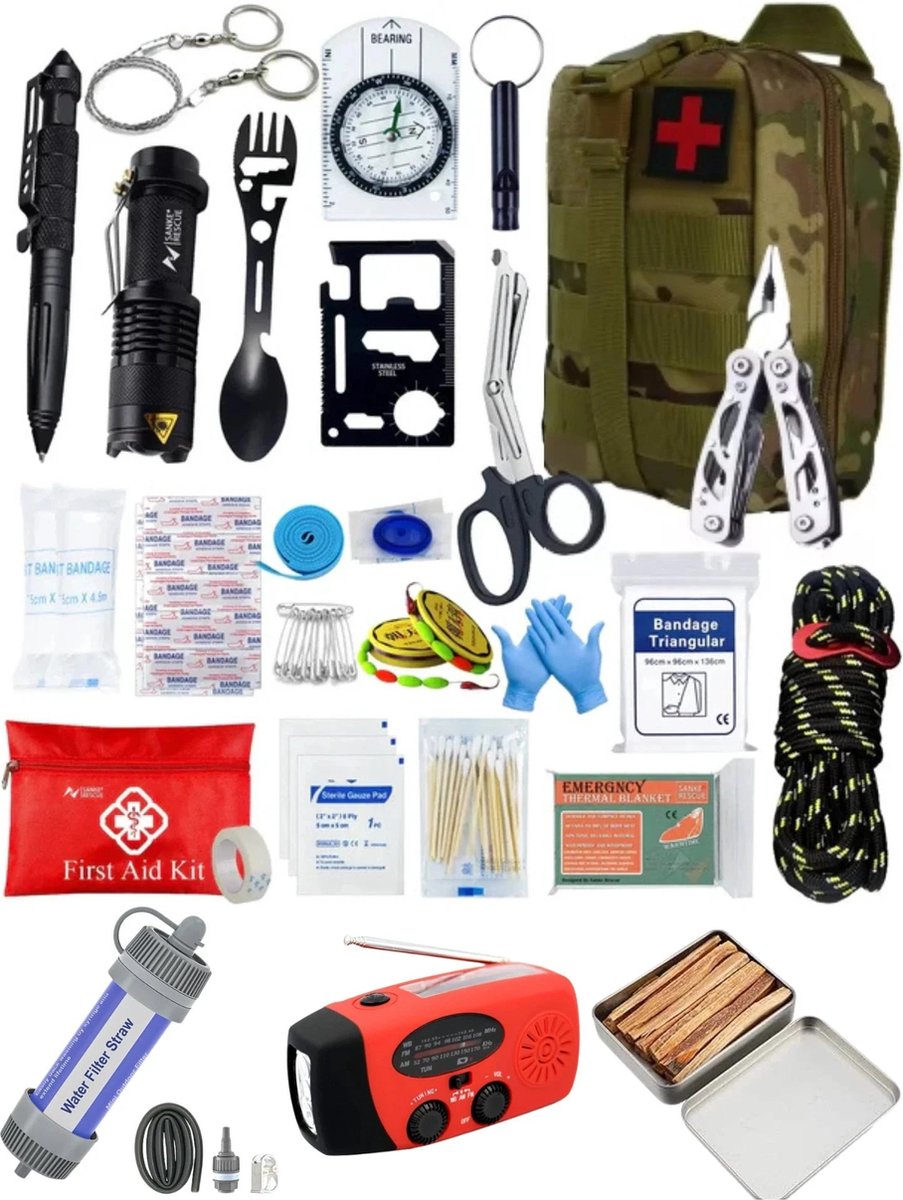 Noodpakket Compleet Survival Pakket - Noodradio - Waterfilter - First Aid - Black Out