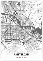 Amsterdam plattegrond - A3 poster - Zwart witte stijl