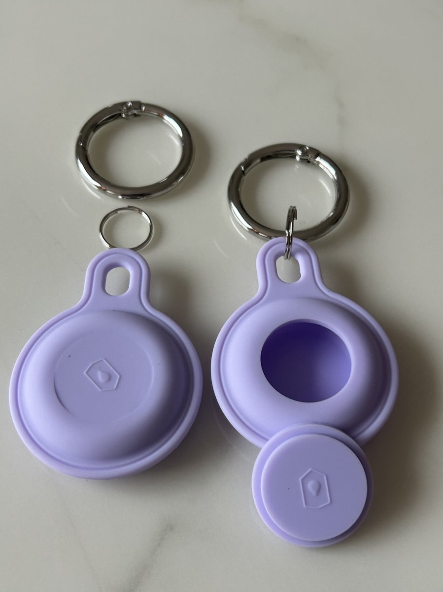 2 Stuks Tracker Spatwaterdichte TPU/Siliconen sleutelhangers beschermhoesjes - Hoesje Geschikt voor Apple AirTag - 2 stuks - Lila