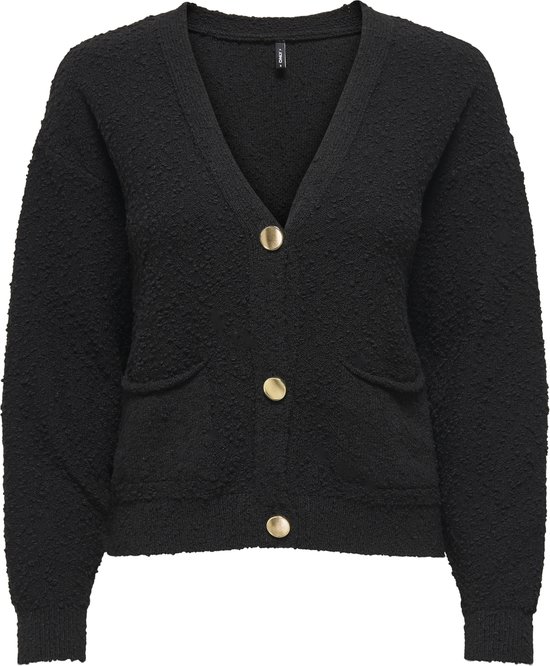 Gilet femme ONLY ONLALVILDA LS CARDIGAN CC KNT - Noir, boutons Gold