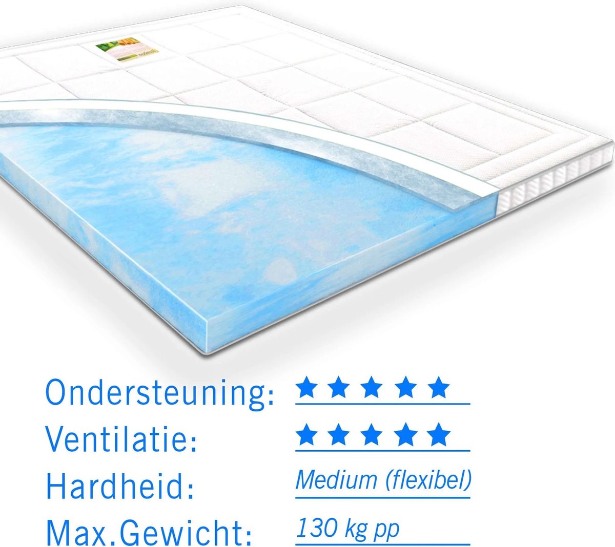 Koudschuim Topdekmatras Infinity Airmaxx Bamboe Deluxe 200x200 dikte 11 cm