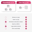 Vergelijking tussen koppelbare rookmelders (max 24) en Link+ Pro met basisstation (max 50). Kenmerken via app, test via app, verbonden melders, bereik 500m, lage batterij indicatie.