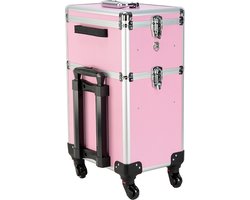 Kapperskoffer trolley - visagie make up nagel koffer - schminkkoffer - beauty case - roze
