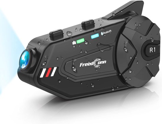 Draadloze Bluetooth Motorfiets Headset met Camera en Intercom - 1000M Communicatiesysteem met 6 Rijders