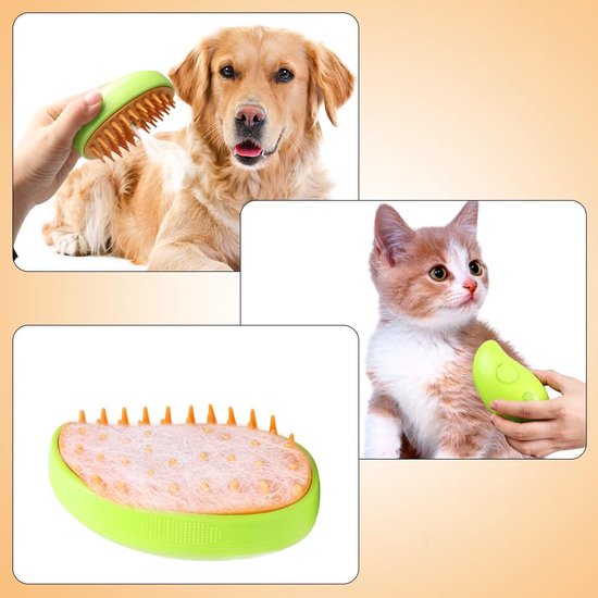 Steamy Cat Brush, 4-in-1 kattenborstel voor honden, massage