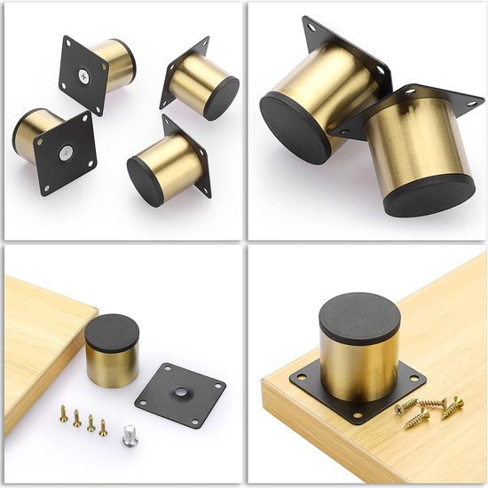 Zhujiehigh 4 Stuks Meubelpoten, Verstelbare Kastpoten, 5 cm Meubelvoeten voor Meubilair, Ronde Metalen Tafelpoten voor Stoel, Bureau, Bed, Sofapoten, Keukenkast Voetpoten, zilverkleurig/120mm