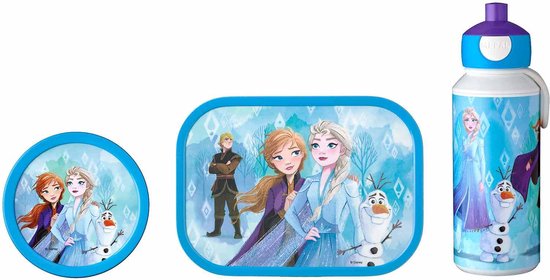 Mepal lunchset (pop-up fles, lunchbox & fruitbox) Campus - 400 + 750 + 300 ml - Broodtrommel en Drinkbeker voor kinderen - Bento box - Pop-up drinkfles - Frozen 2