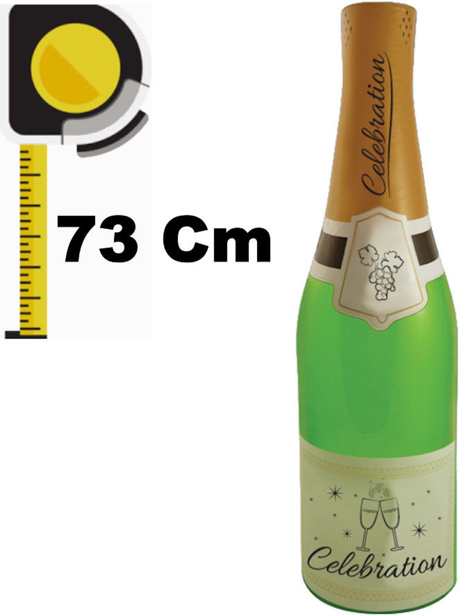 Henbrandt - Opblaasbare Champagne Fles - 73 Cm. - Feestartikel - Decoratie versiering voor Jubileum Feesten - Oud en Nieuw, Bruiloft, Geslaagd