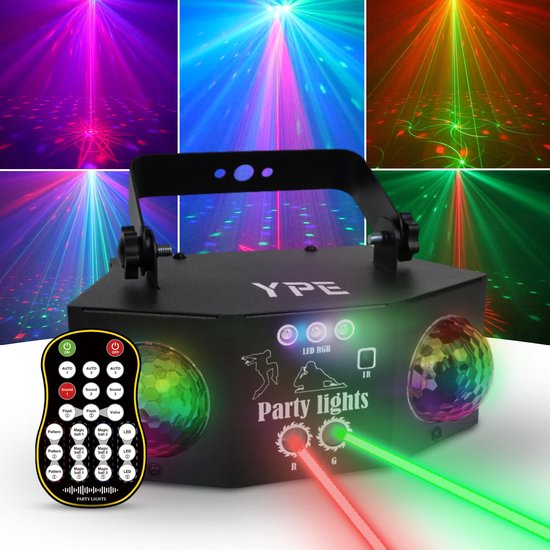 YPE® Discolamp - Party Lights - Disco licht - Party Laser - Discobal - Double Discobal Laser Lamp - Lasers, LED discoballen en LED licht - Afstand bestuurbaar en Geluid gestuurd