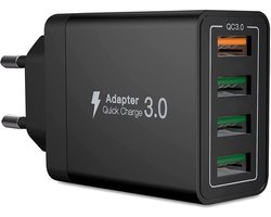4-poorts USB Quick Charge 3.0-oplader – snelle en veilige oplaadoplossing – USB C-adapter - oplader - snellader - USB C-oplader - universeel