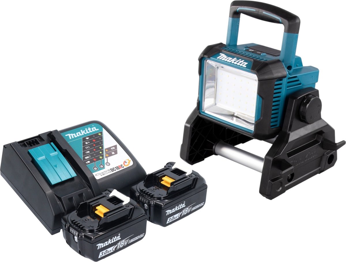 Makita DEADML 811 RF accu bouwspot 14,4 / 18 V 3000 lm LED + 2x accu 3,0 Ah + lader