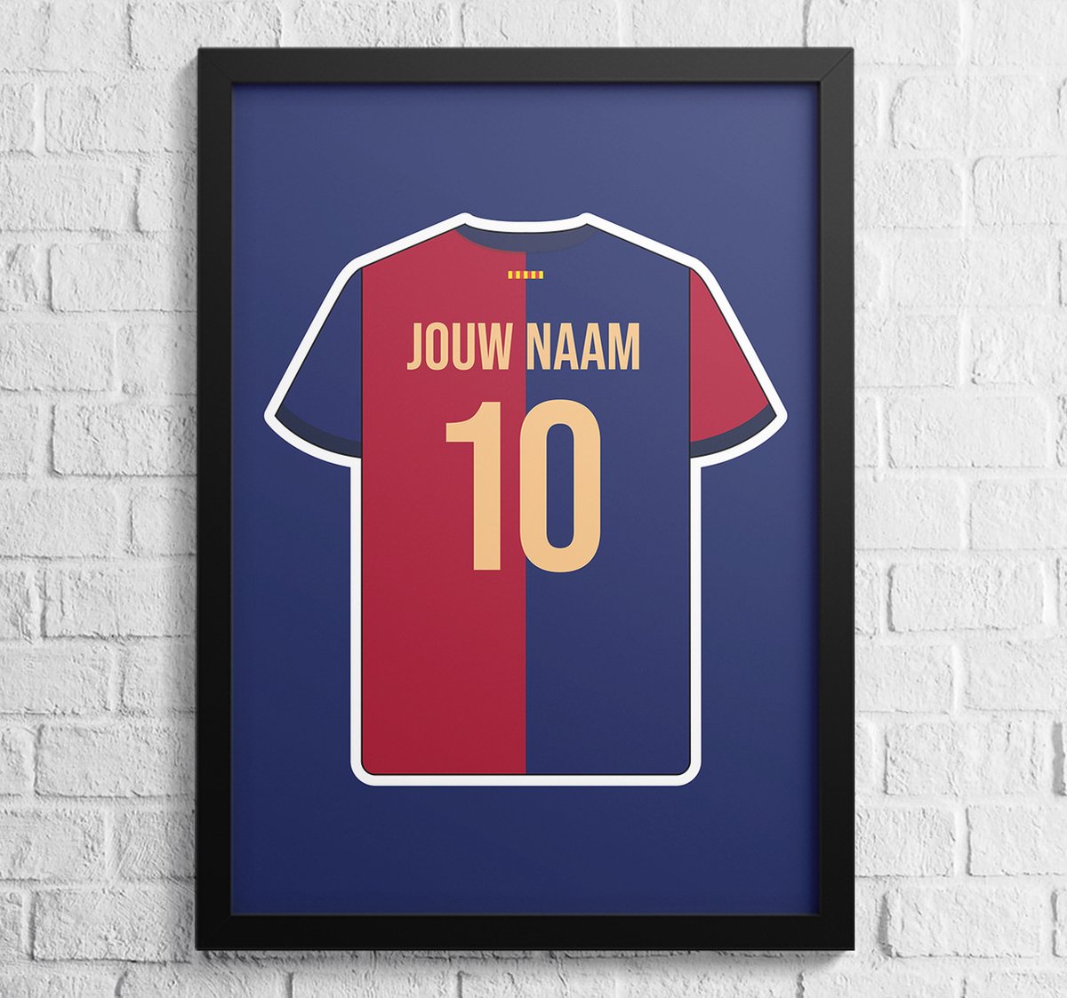 Kleurmedia Barcelona Voetbal Poster - Gepersonaliseerd met jouw naam - Voetbal Shirt Poster - A2+ Formaat (43,2 x 61 cm) Barcelona poster