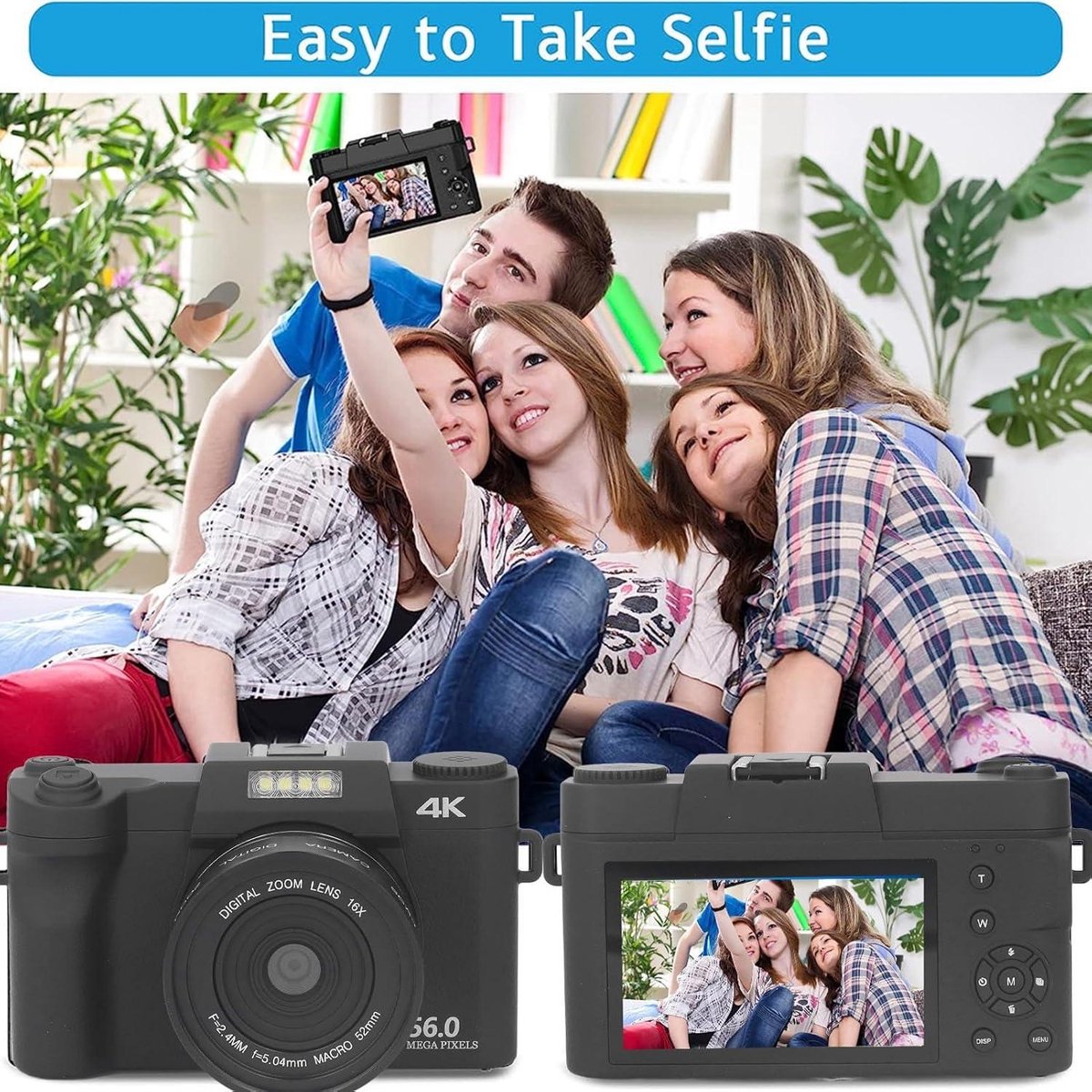 4K YouTube Vlogging Camera 16X Zoom 56MP Autofocus Draagbare Compacte Camera voor Reisfotografie thumbnail 3