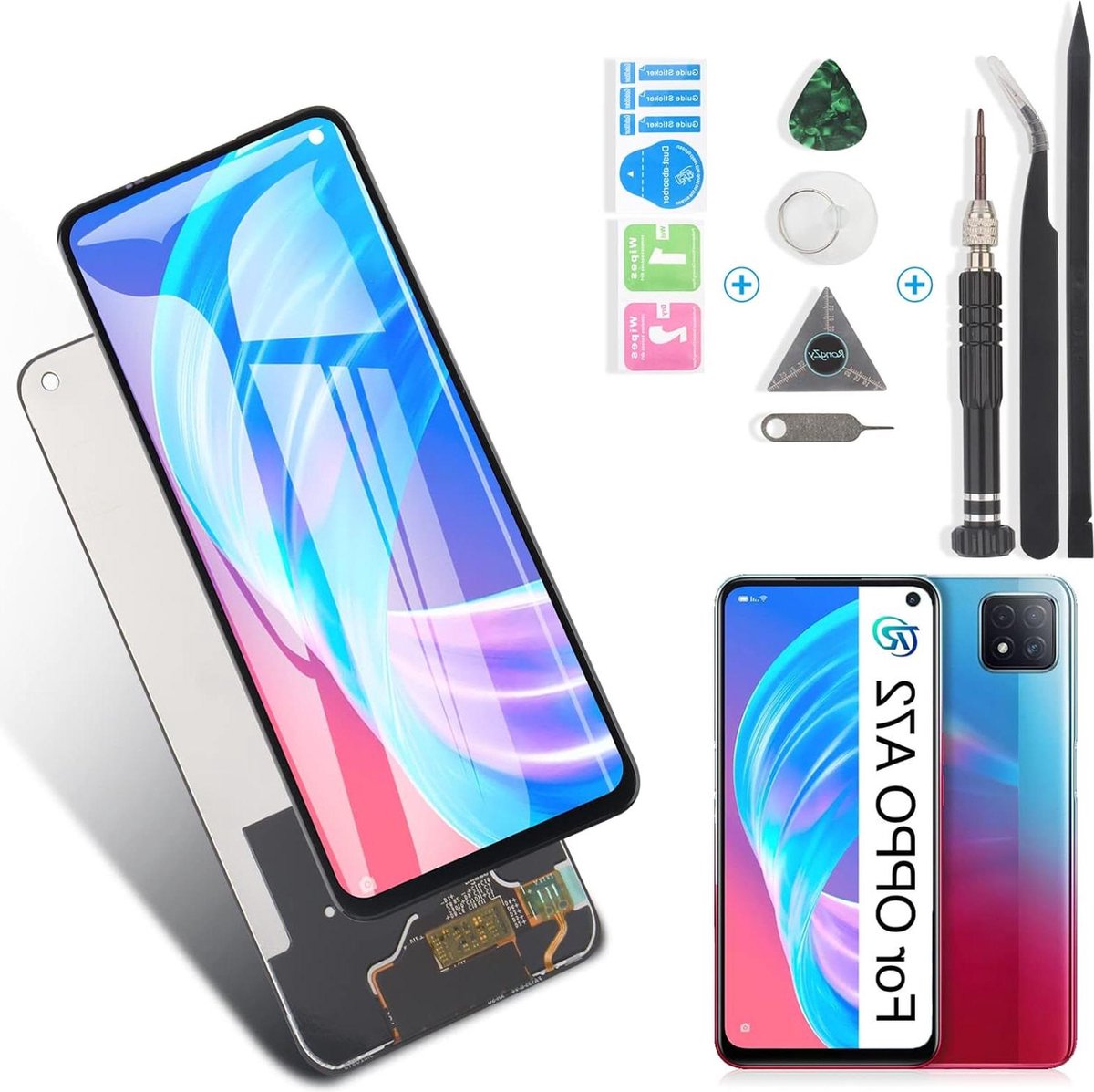 Reparatie LCD-scherm Oppo A72 4G CPH2067 touchscreen digitizer - zwart met gereedschap .