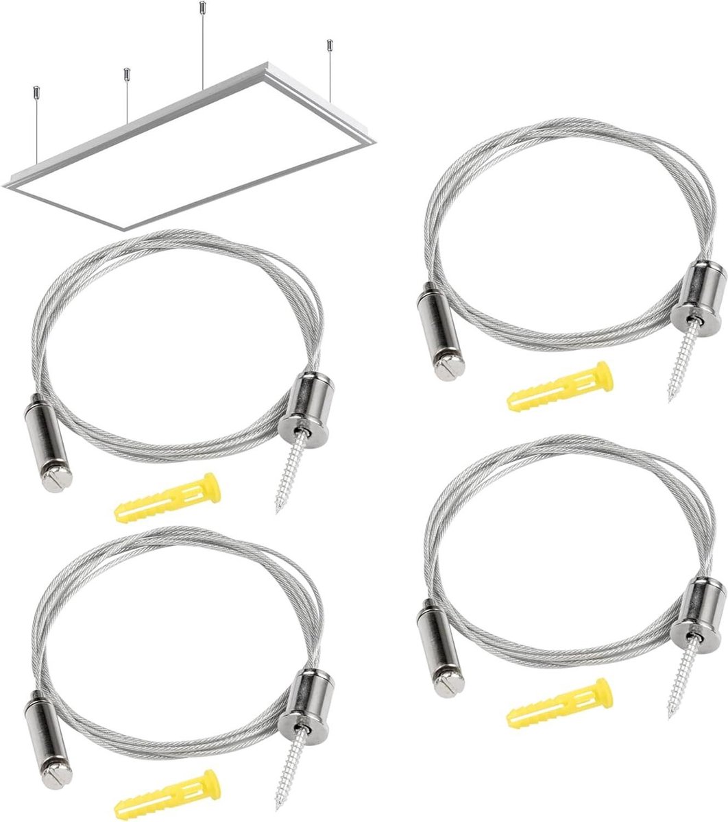 4 stuks verstelbare kabelophanging - 15 mm × 2 m - voor led-lampen - plafondbevestiging .