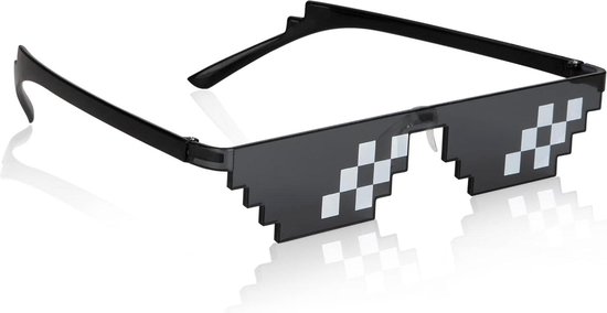 Vintage Vierkante Mozaïek Zonnebril Unisex Pixel Z Trendy Bril Met Case Kinderen