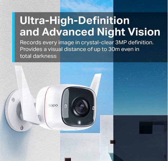 Tapo C310 Beveiligingscamera buiten - 2K - Sterrenlicht-nachtzicht Home Security Wi-Fi - Wit