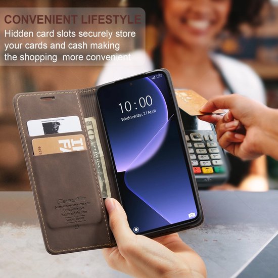 Coque Xiaomi 13T / 13T Pro - CaseMe Book Case - Marron Foncé