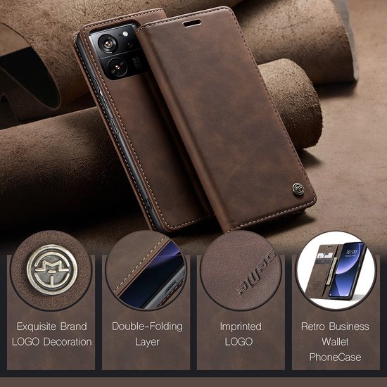 Coque Xiaomi 13T / 13T Pro - CaseMe Book Case - Marron Foncé