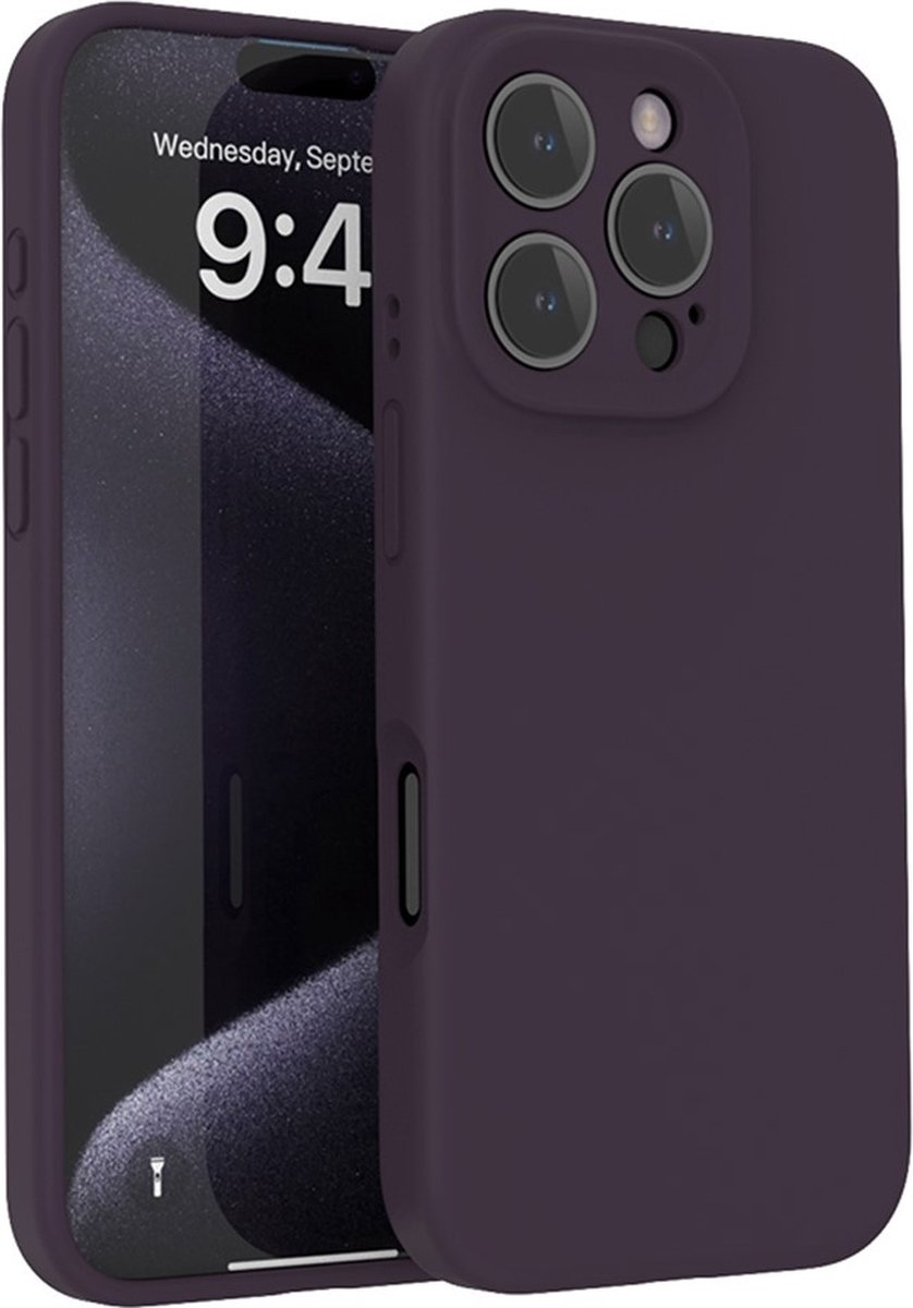 Lunso Geschikt voor iPhone 16 Pro Max hoesje - Flexibel siliconen Backcover - Donkerpaars