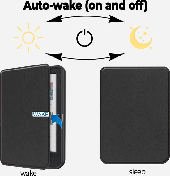 Lunso Geschikt voor Kobo Clara BW / Clara Colour hoes (6 inch) - sleepcover - Zwart van Merkloos — afbeelding 5