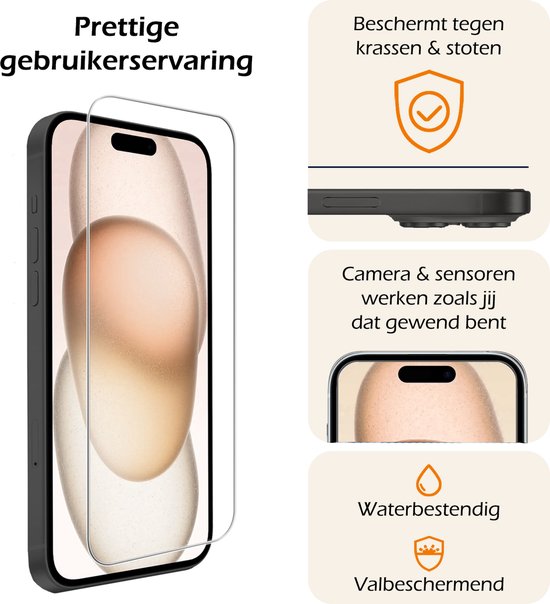 Screenprotector - 2 Stuks - Geschikt voor Apple iPhone 15 Plus - Met Installatie Frame - Gehard Glas - Beschermglas - Tempered Glass - Screen Protector