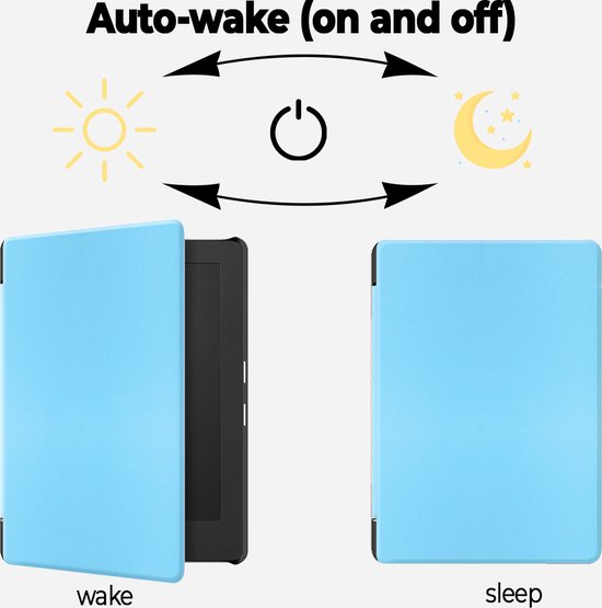Lunso Geschikt voor Kobo Aura Edition 2 hoes (6 inch) - sleepcover - Lichtblauw van Lunso — afbeelding 4