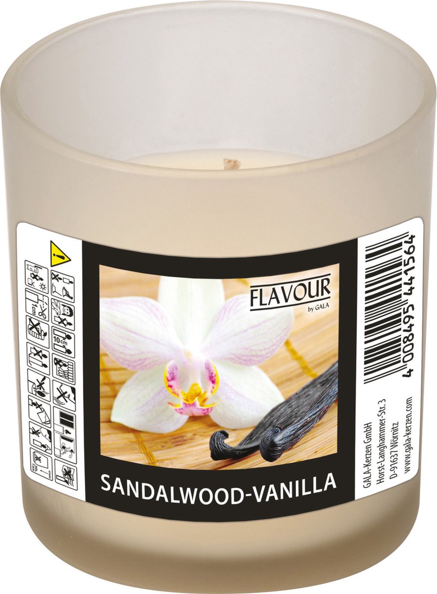 Conpax Candles geurkaars - sandelwood/vanille geur - wit - 8 branduren - in glas - aroma kaars Ivoorwit