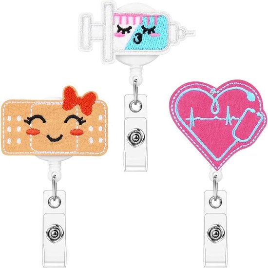 2 stuks intrekbare badge-haspel, bling diamant verpleegster 2 stuks intrekbare badge-haspel, bling diamant verpleegster