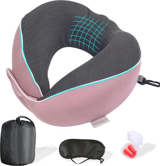 Alkamto Campingkussen, Reiskussen, Orthopedisch Neksteunkussen Ergonomisch Thermoregulerende