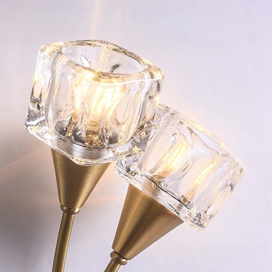 Nachtkastje Wandlamp, Water Ripple Amber Globe Glazen Bol Wandkandelaar Armaturen Voor Restaurant, Woonkamer, KTV Hotel, Badkamer Spiegel Koplampen,Wit Goud,Pleasant63