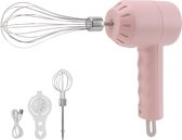 Bol.com Handmixer 3 snelheden draadloos - draagbare garde voor ei en melk - roestvrijstalen klopper - pudding cakes - roze aanbieding