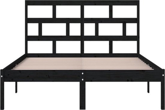 vidaXL Bois massif Noir 150x200 cm 5FT King Size