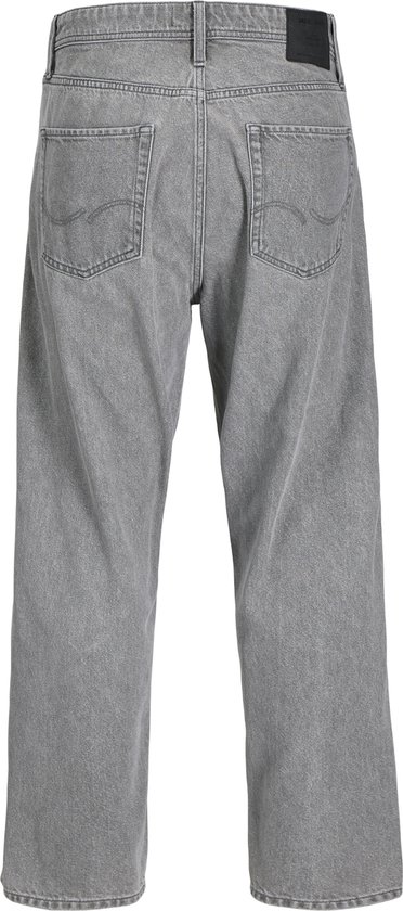 Grijze denim jeans van JACK & JONES, met twee achterzakken, een zwarte patch en een normale taille.