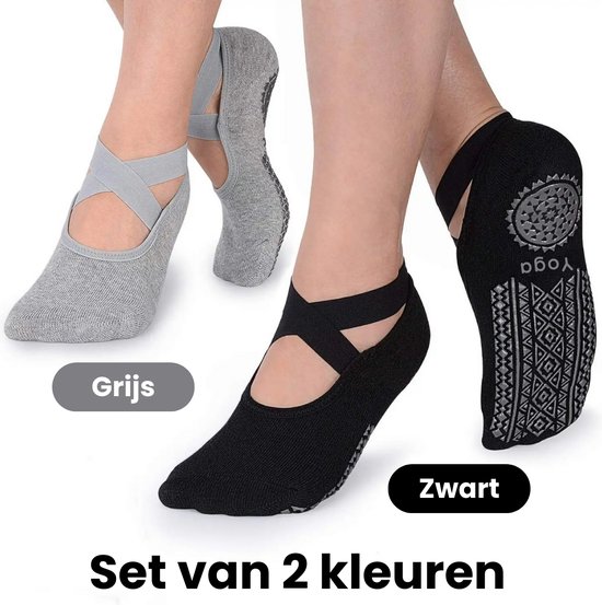 Malinsi® 2-Pack Chaussettes de Yoga Antidérapantes Femme - Chaussettes de yoga Pilates - Chaussettes Pilates Ballerine - Ballerines